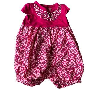 Pink Baby Romper with Floral Design From‎ Just One By You Carters, SIZE 6 MONTHS